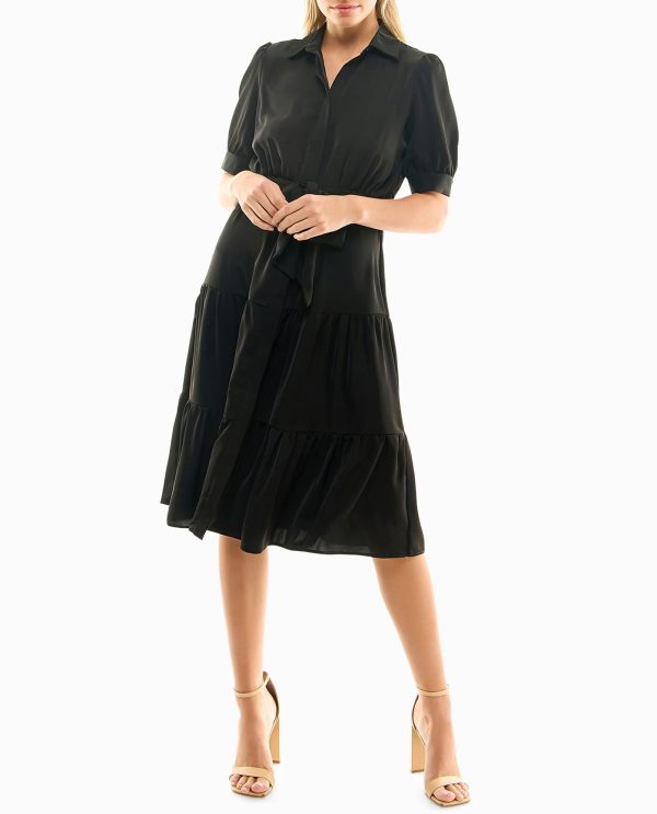 silk midi shirt dress