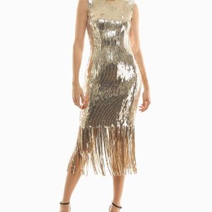 sequin fringed sheath dress