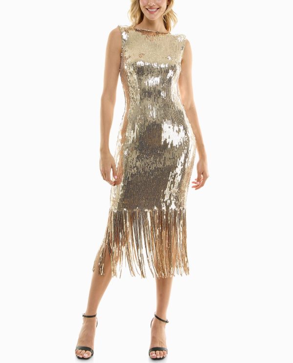 sequin fringed sheath dress